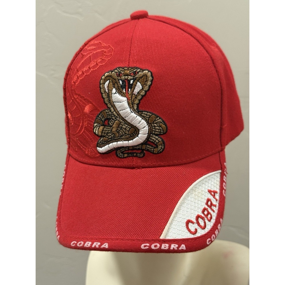 TK Cap Inc Cobra Snake Baseball Hat Red Embroidered Adjustable Strapback Cap
